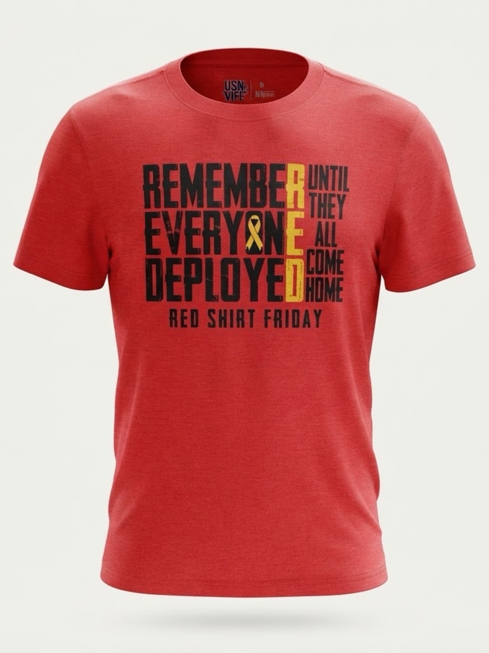 USN For Life Red Shirt Friday T-Shirt Small Remember Everyone Deployed